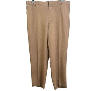 VTG Polo By Ralph Lauren 100% Linen Camel Flat Front Trousers 38x30 Preppy Men's